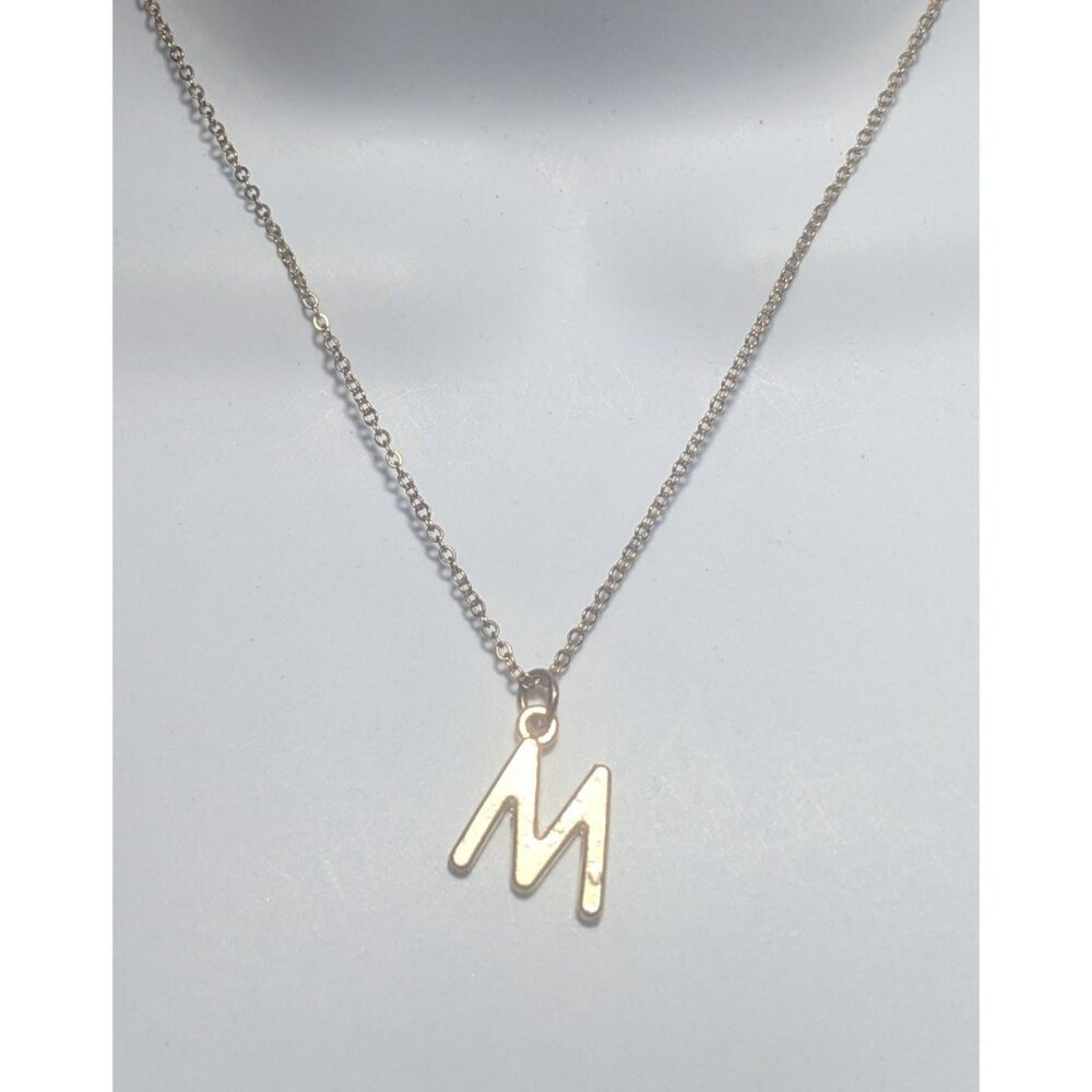 Gold Letter M Necklace - Picture 2 of 7